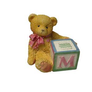 Enesco Cherished Teddies "M" Alphabet Block Figurine By Priscilla Hillman